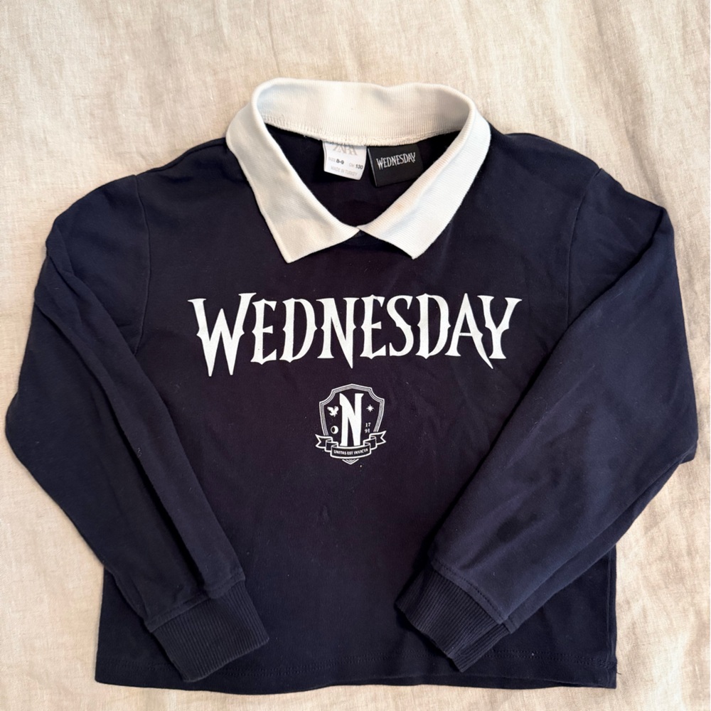 Zara Black Wednesday Long Sleeve Shirt size 8-9